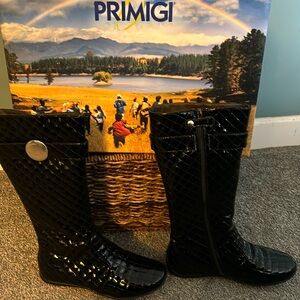 Primigi blackpatent leather quilted 3/4 calf boots size 39EUR size 8.5 US
